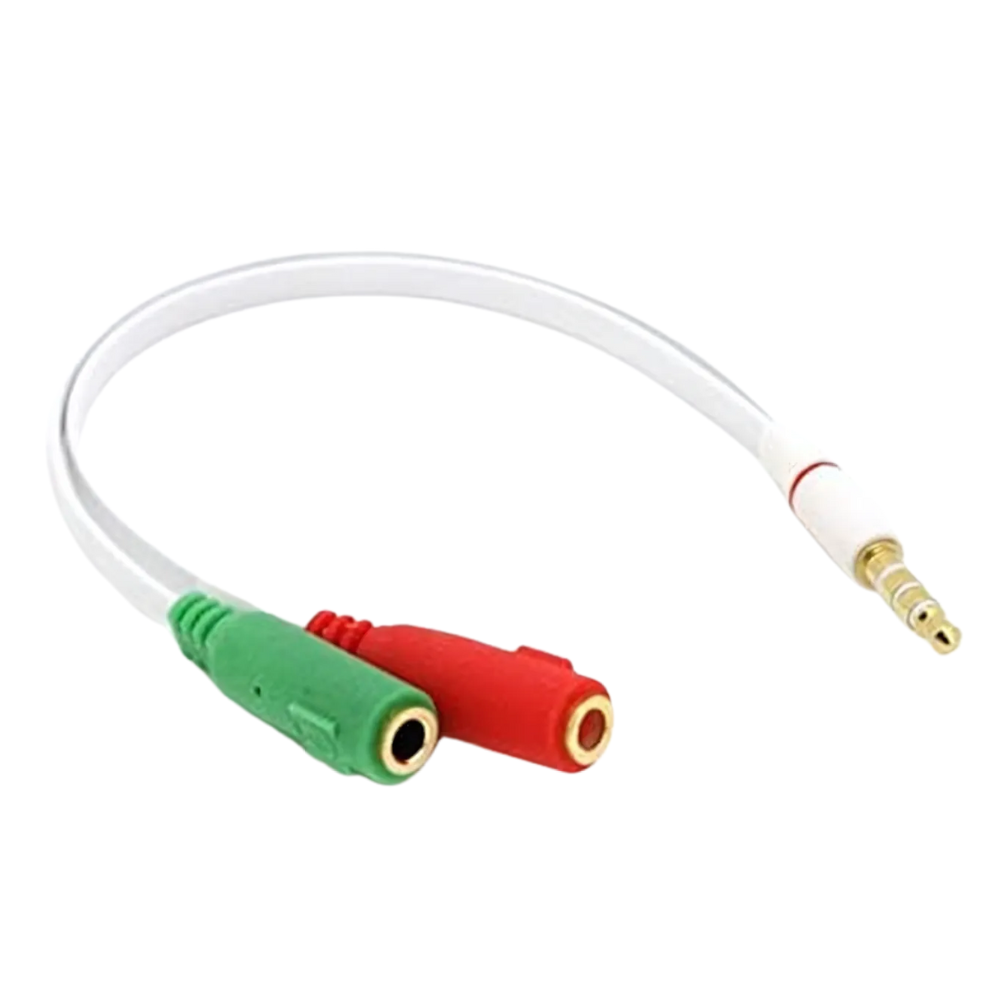 CABLE ADAPTADOR PLUG 3,5mm 4C A 2 JACK 3,5mm AUDIFONO/MICROFONO