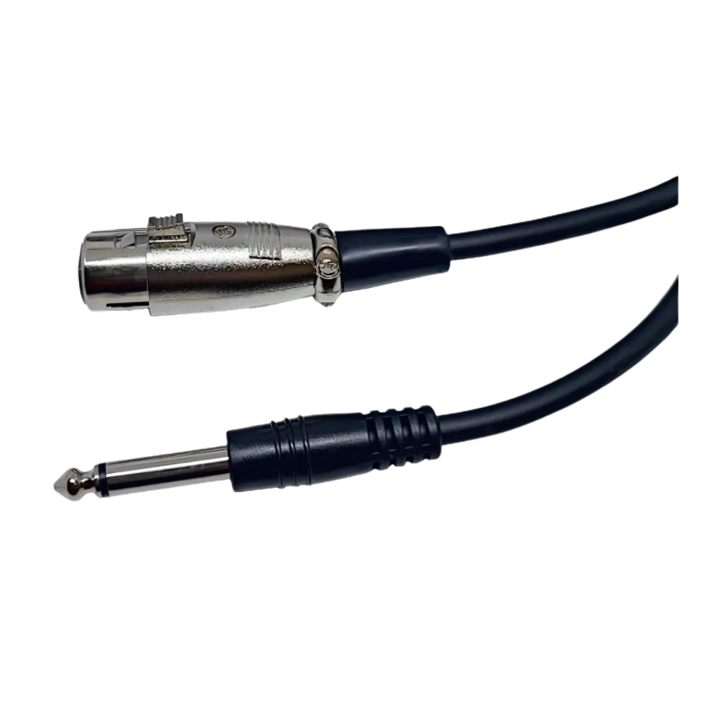 CABLE MICROFONO BALANCEADO 6mm PLUG 6,35mm MONO A JACK CANNON 10M