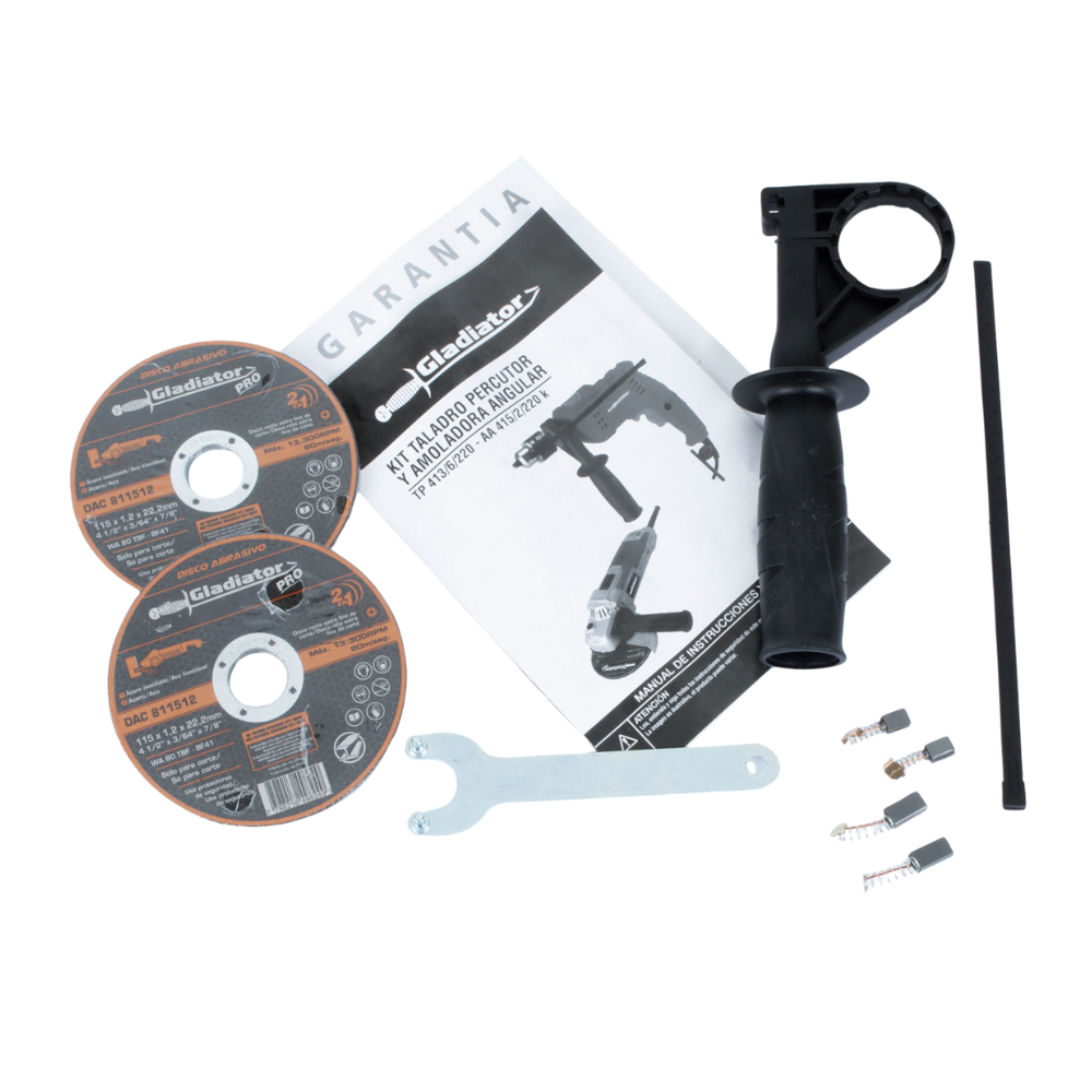 KIT TALADRO 13 MM + ESMERIL 4 1/2" + 10 DISCOS