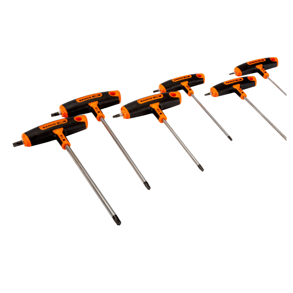 Juego 6 Desatornilladores Hexagonales tipo T BAHCO (10 a 40 mm) TORX/CRUZ
