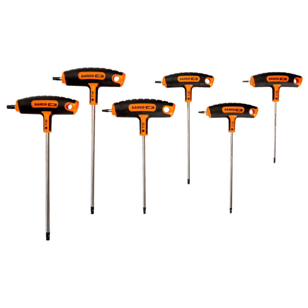Juego 6 Desatornilladores Hexagonales tipo T BAHCO (10 a 40 mm) TORX/CRUZ