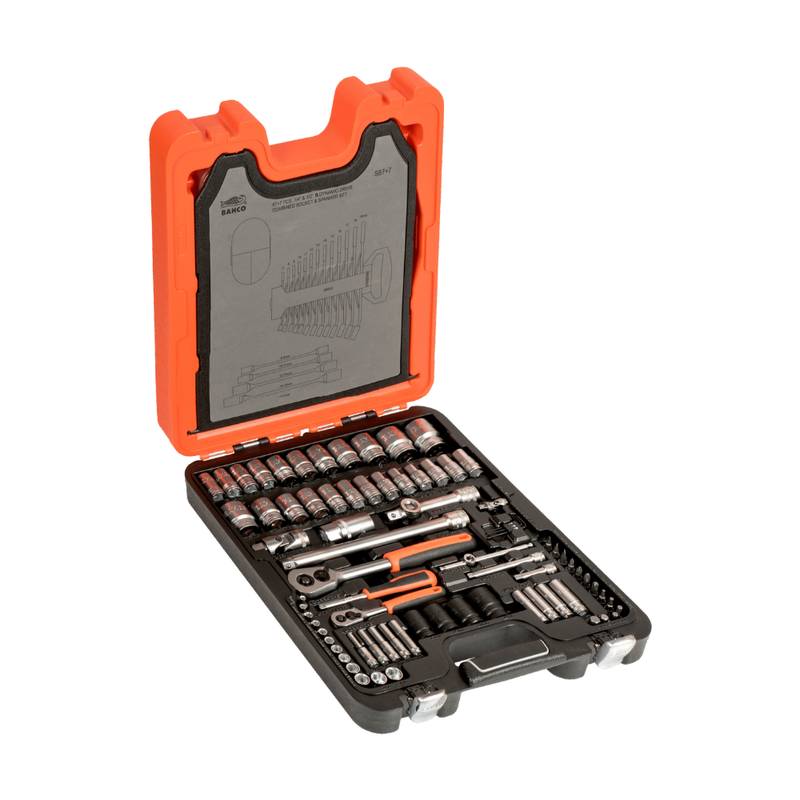 Juego de Dados, Chicharras y Llaves combinadas - 94 piezas BAHCO