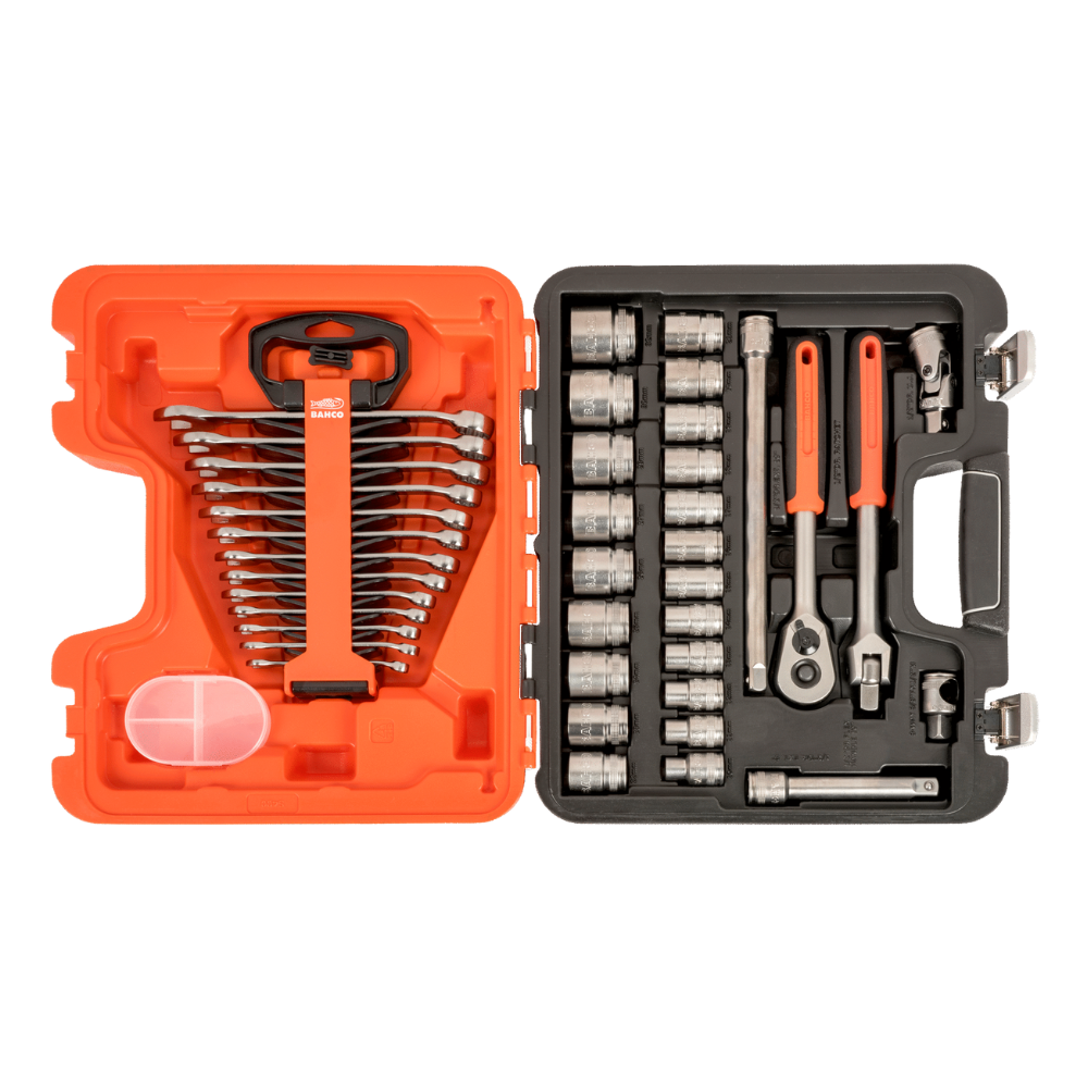 Juego de dados de 1/2" con carraca y llaves Punta y Corona combinadas BAHCO