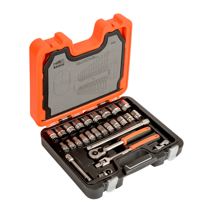 Juego de dados de 1/2" con carraca y llaves Punta y Corona combinadas BAHCO