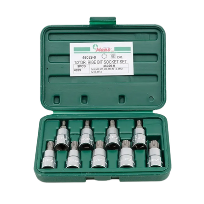 DADO HANS 1/2" DR PUNTA SPLINE JGO. 9 PZS. # 46028-9 (OF)