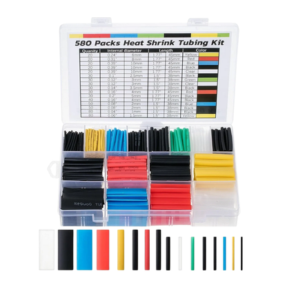KIT TERMORETRACTIL 580 PCS DIF. MEDIDAS Y COLORES