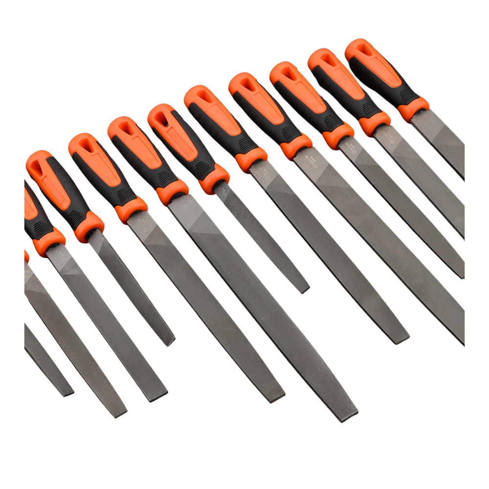 Lima plana segundo corte 10" con mango de fibra Harden