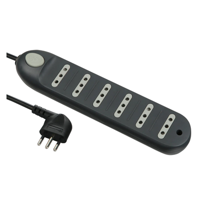 Alargador multiple 6 tomas, 5 metros, c/switch blanco GRANTT