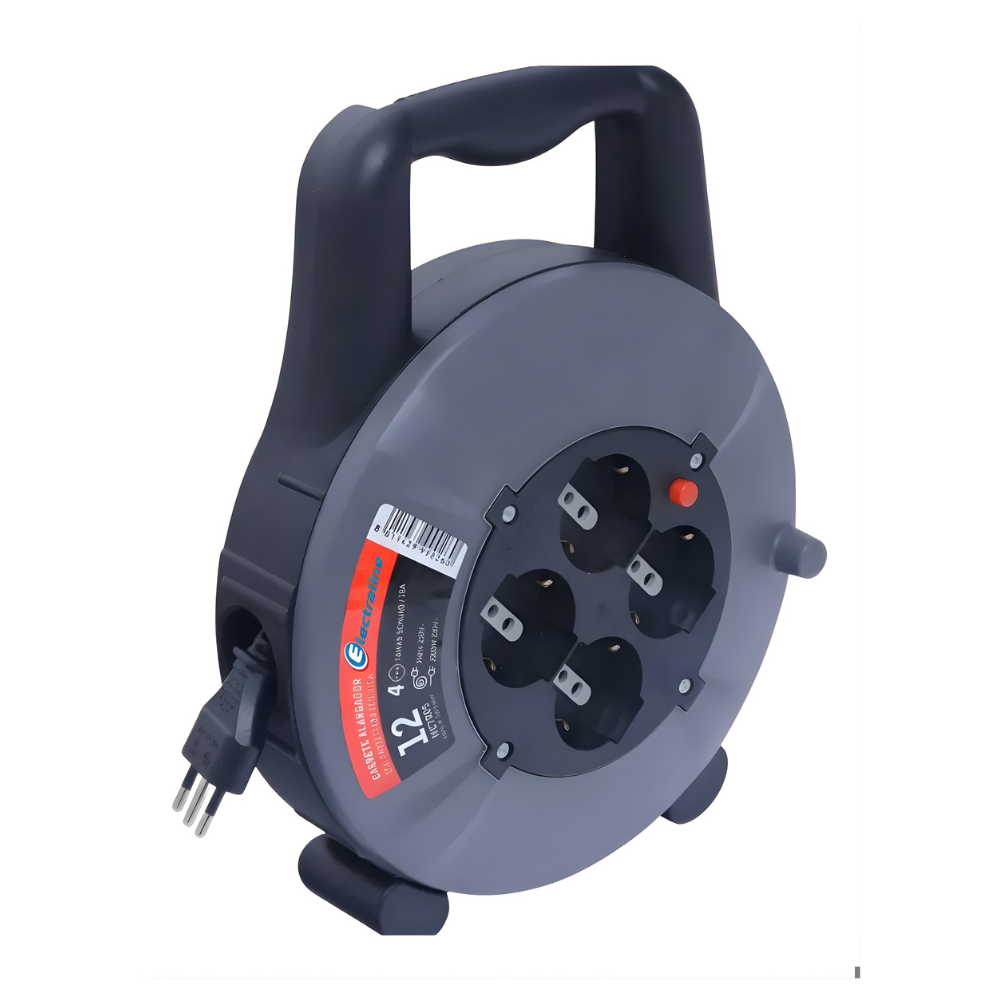 Electraline carrete alargador 4x10A 12 mts/cable 0,75mm