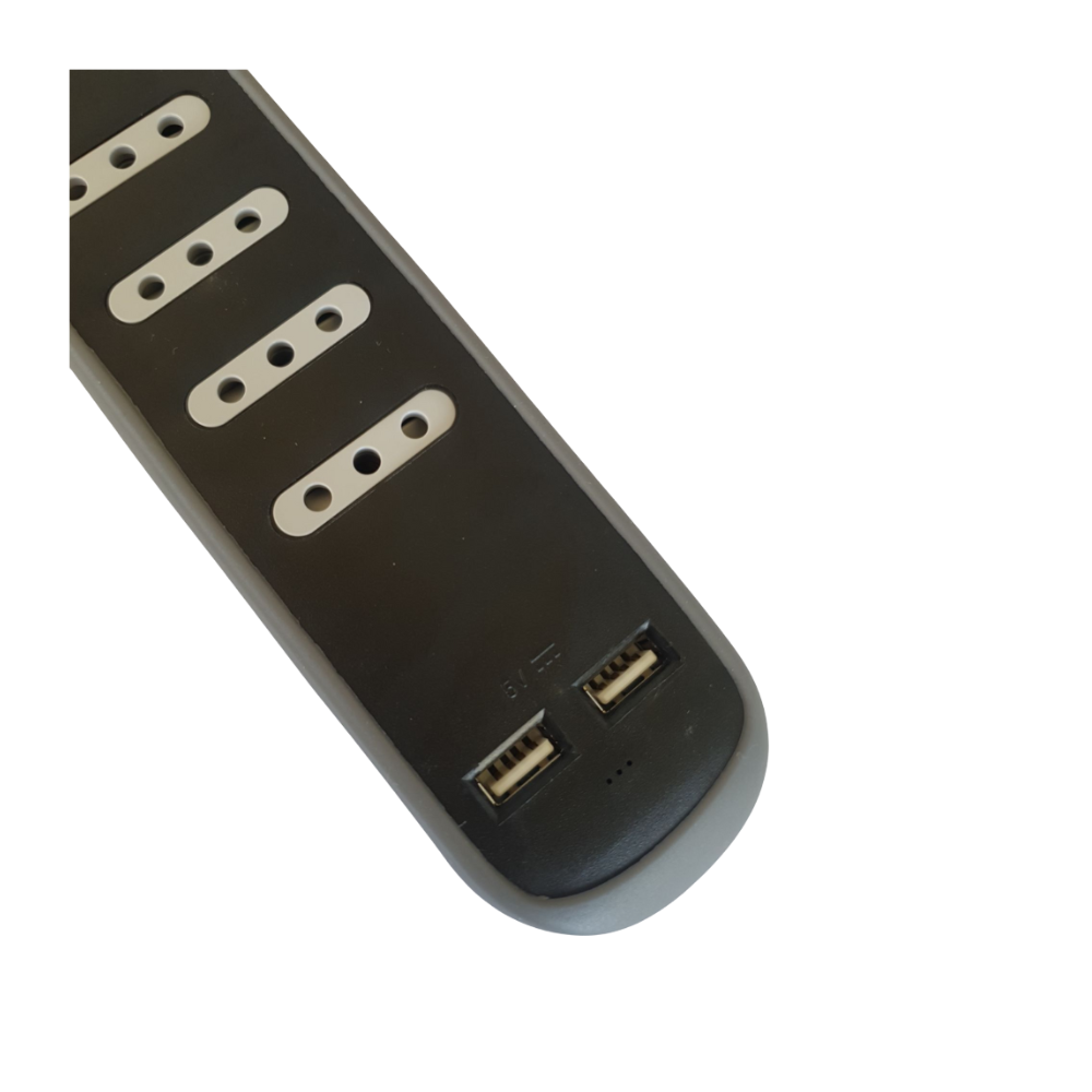 Halux Alargador zap. gummy 4 tomas+2USB, 3metros negro