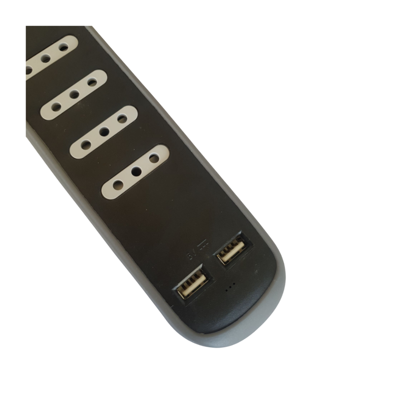 Halux Alargador zap. gummy 4 tomas+2USB, 3metros negro GRANTT