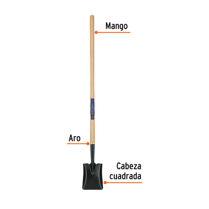 PALA TRUPER CUADRADA ACERO CARBONO C/MANGO MADERA 45" # PCL-CG (17205)