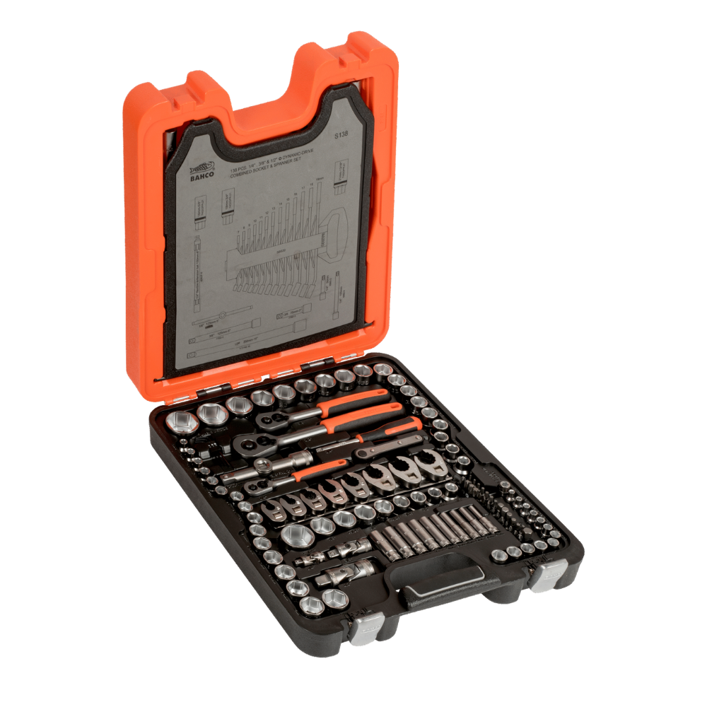 Juego de Dados, Chicharras y Llaves combinadas de 138 piezas BAHCO