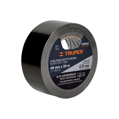 CINTA P/DUCTOS TRUPER NEGRA ADHESIVO TERMOFUSIBLE (PQTE 4 ROLLOS) #CDU-30XN (103062)