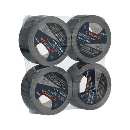 CINTA P/DUCTOS TRUPER NEGRA ADHESIVO TERMOFUSIBLE (PQTE 4 ROLLOS) #CDU-30XN (103062)
