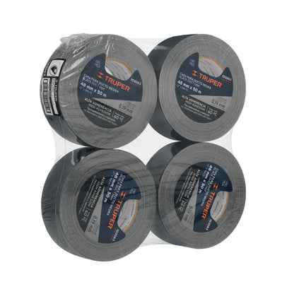 CINTA P/DUCTOS TRUPER NEGRA ADHESIVO TERMOFUSIBLE (PQTE 4 ROLLOS) #CDU-50XN (103063)