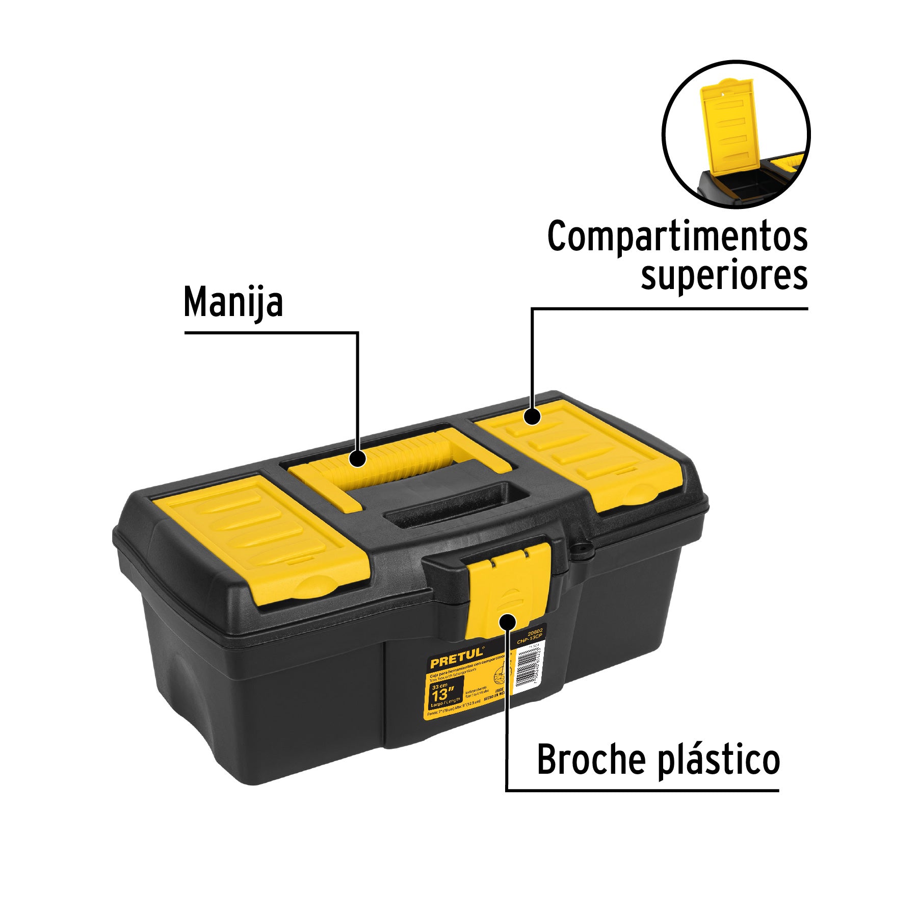 CAJA HERRAMIENTA PRETUL (TRUPER) PLASTICA NEGRA 13" # CHP-13CP (20602)