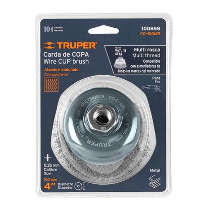 ESCOBILLA TRUPER DE COPA 4" P/ESMERIL EJE 5/8" MULTI-ROSCA #CO-510MR (100858)