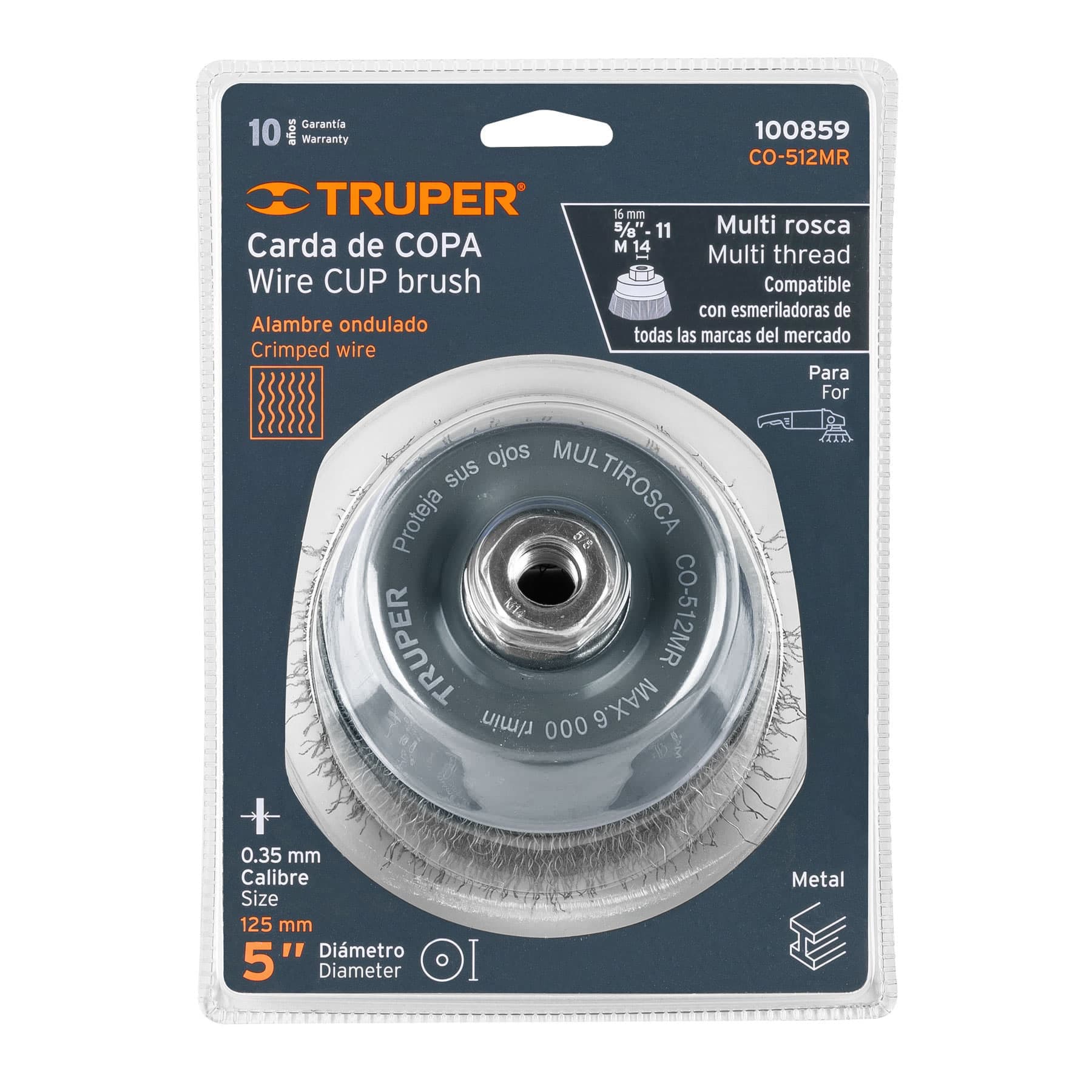 ESCOBILLA TRUPER DE COPA 5"" P/ESMERIL EJE 5/8" MULTI-ROSCA #CO-512MR (100859)