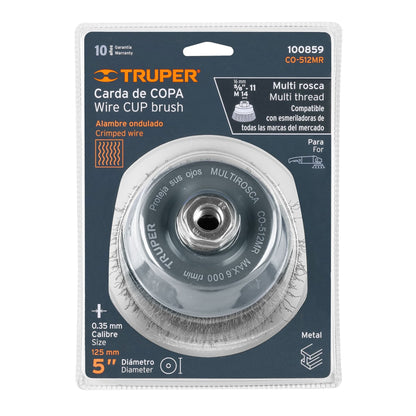 ESCOBILLA TRUPER DE COPA 5"" P/ESMERIL EJE 5/8" MULTI-ROSCA #CO-512MR (100859)
