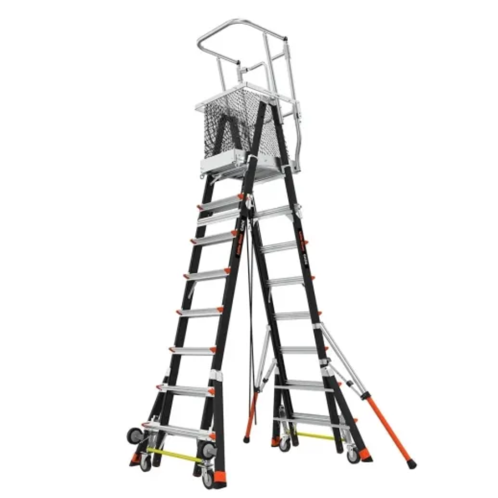 Escalera telescópica Industrial con jaula 8-14 pies Cage  IAA FGW/WHL Little Giant