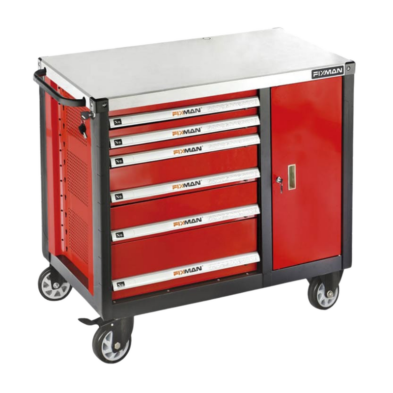 Carro Porta Herramientas 6 Cajones + 3 Repisas Con Tapa (W2RM6) FIXMAN