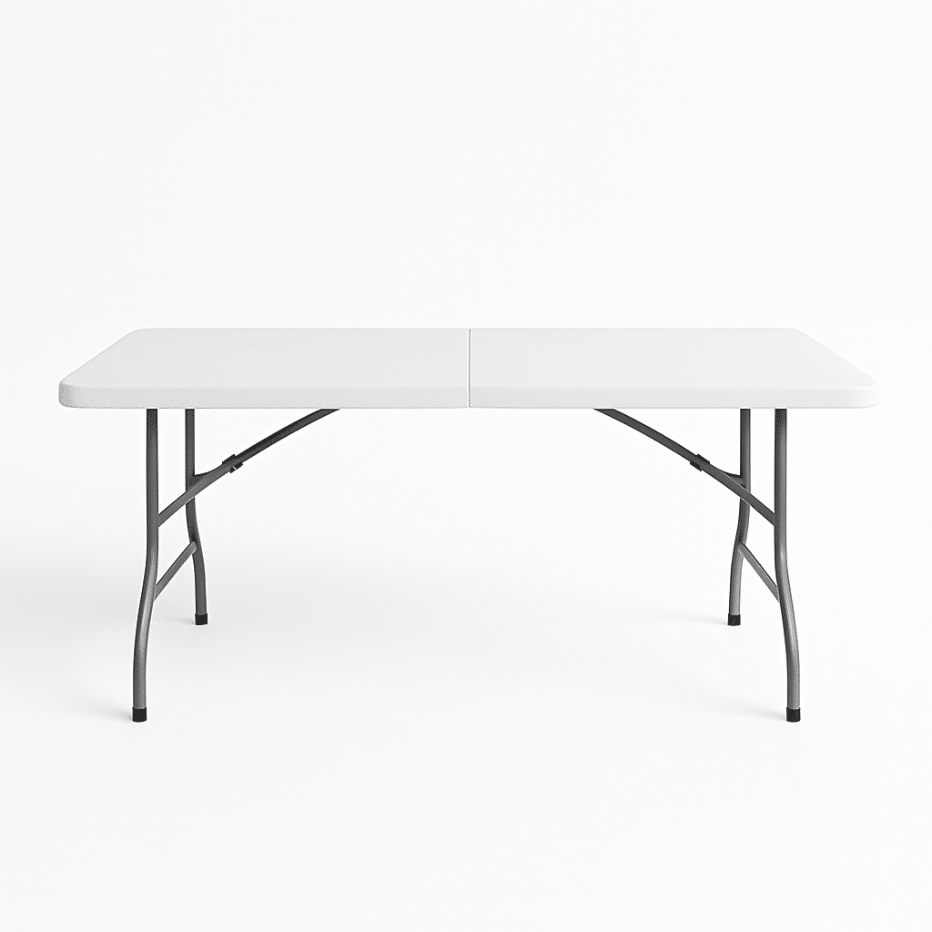 Mesa plegable rectangular tipo maleta 180cm blanco