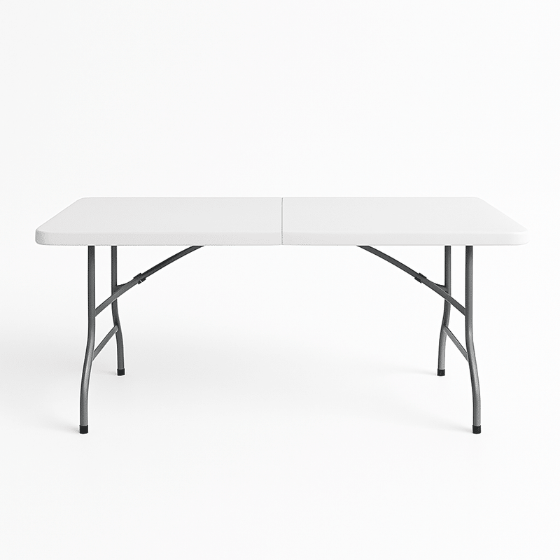 Mesa plegable rectangular tipo maleta 180cm blanco