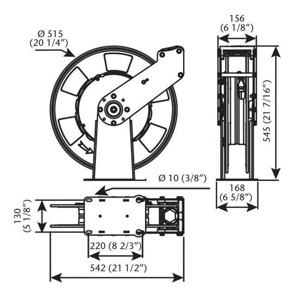 ENROLLADOR MANGUERA 1/4" Abierto 15m Grasa 504350