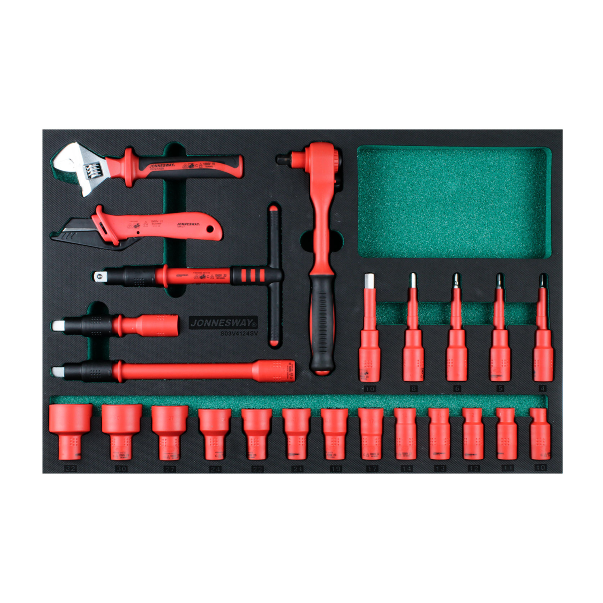 bandeja 24 dados aislados 1/2" 1000v  (S03V4124SV) JONNESWAY