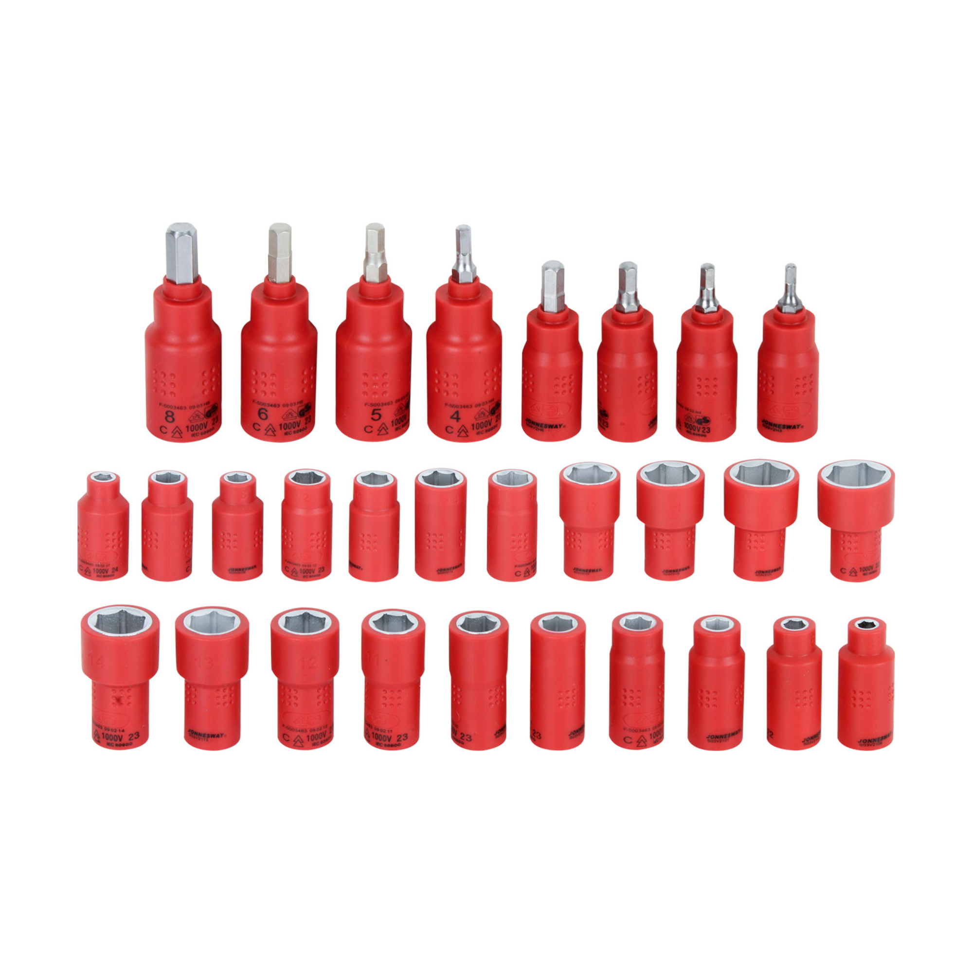 bandeja 36 dados aislados 1/4"y 3/8"1000v (S03V3136SV) JONNESWAY