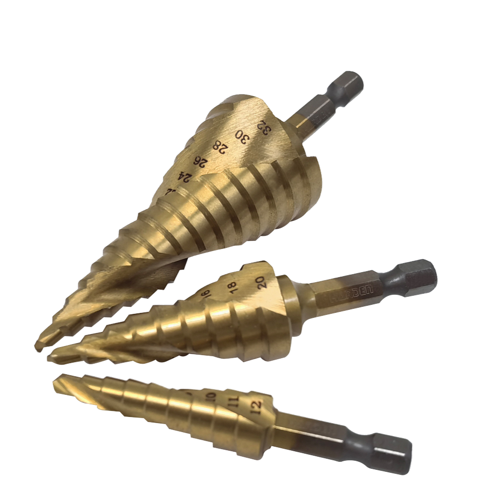 Set de brocas cónicas escalonadas 3 piezas Titanium Harden