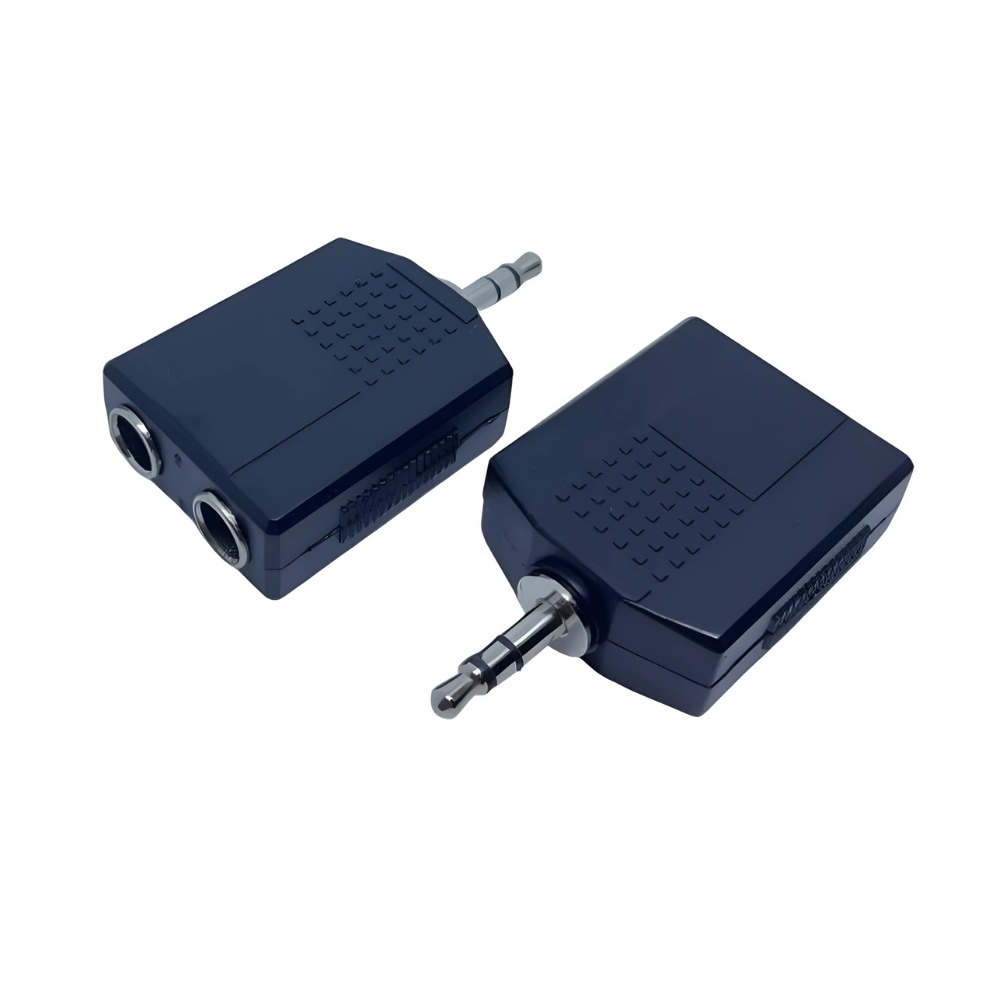 Adaptador plástico PLUG 3.5mm STEREO A 2 JACK 6.35mm MONO