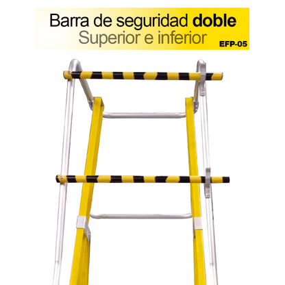 ESCALERA FIBRA VIDRIO PLATAFORMA 4 PELDA OS CON BARANDA DOBLE