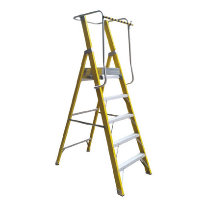 ESC. FIBRA V. PLATAFORMA 5 PELDA OS CON BARANDA DOBLE