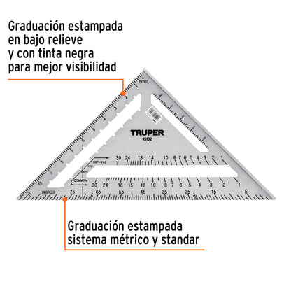 ESCUADRA DE ALUMINIO TRUPER PARA MURO DE YESO 12" ET-12A (15132)