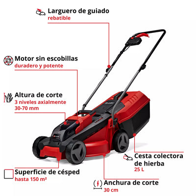CORTA CESPED INALAM 18V #GE-CM 18/30 + ORIL+BAT+CA