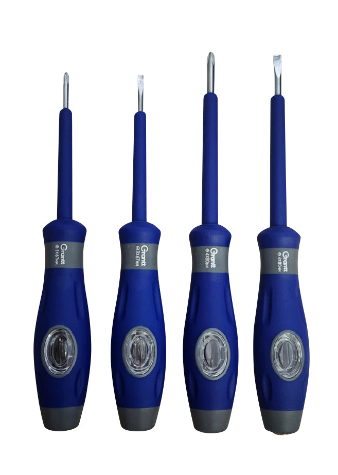 Set atornilladores con tester paleta/cruz 3 y 4mm Azul