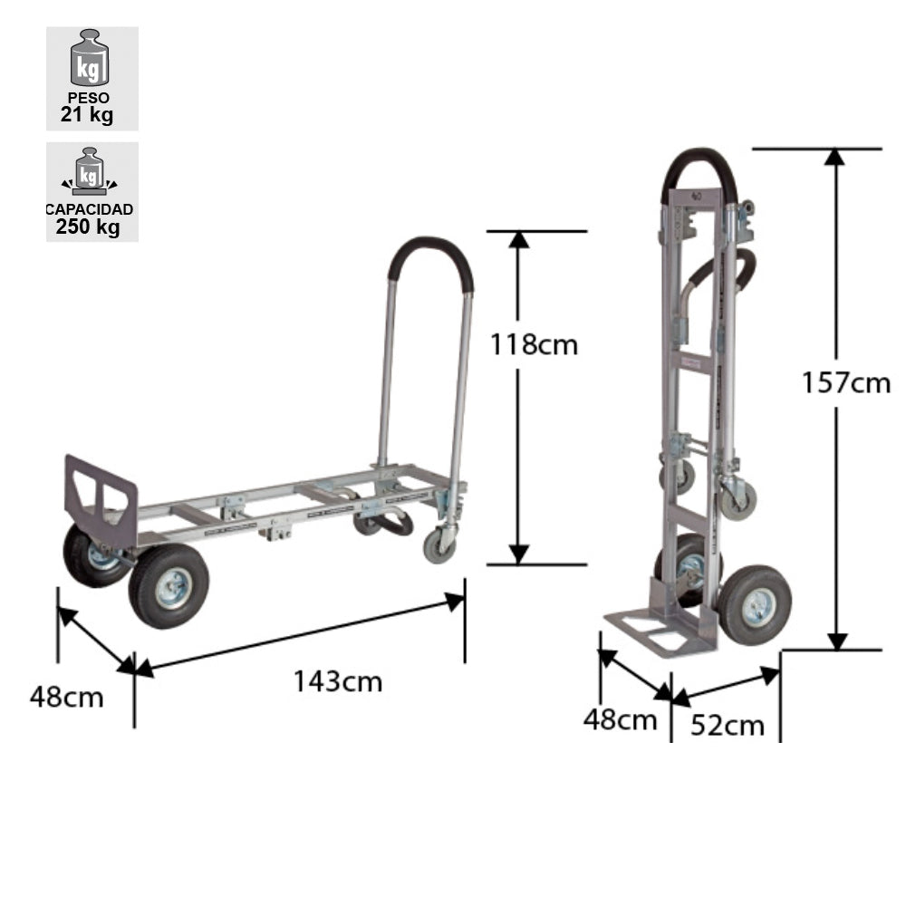 CARRO ALUMINIO DUAL 250 KG TECNOPLUS