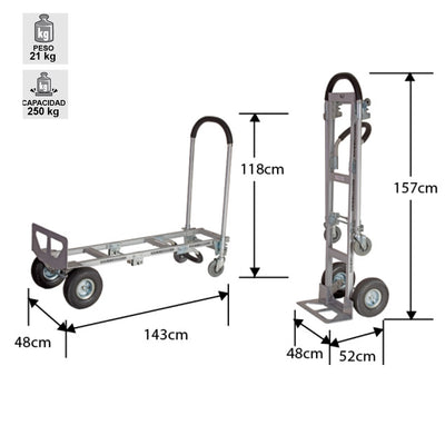 CARRO ALUMINIO DUAL 250 KG TECNOPLUS