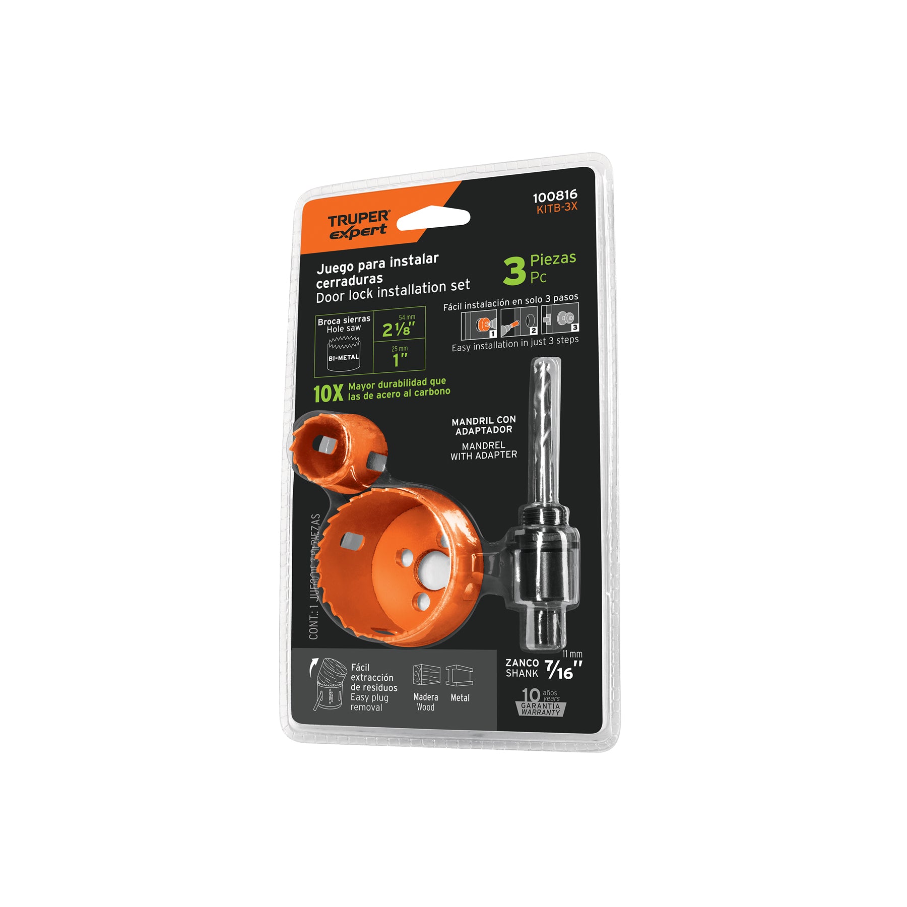 SIERRA COPA TRUPER BIMETALICA 3 PIEZAS P/INSTALAR CERRADURAS # KITB-3X (100816)