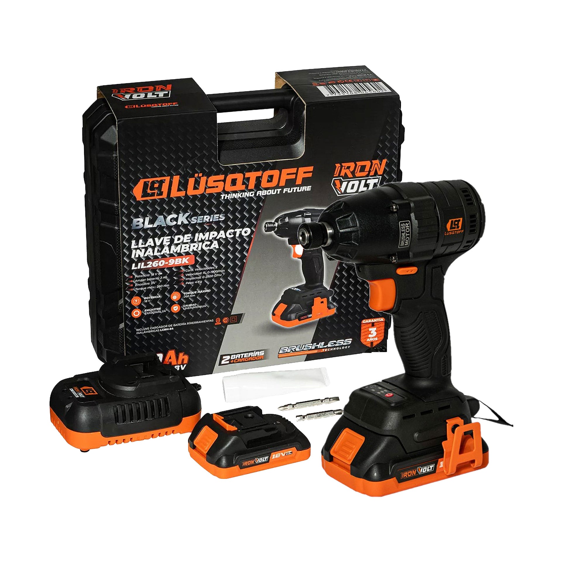 Kit atornillador de impacto inalámbrico 1/4" Lusqtoff
