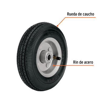 RUEDA COMPLETA FIERO (TRUPER) LIGERA C/EJE LATERAL. DIAMETRO 10