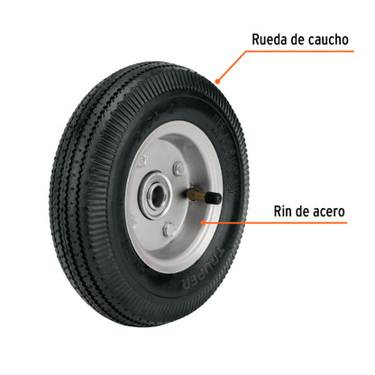 RUEDA COMPLETA FIERO (TRUPER) LIGERA C/EJE LATERAL. DIAMETRO 8" # LLN-8L (45901)