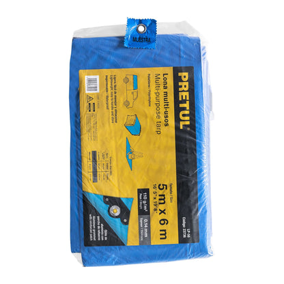 LONA POLIETILENO PRETUL (TRUPER) AZUL 5X6MTS ESPESOR 0,14MM #LP-56 (23736)