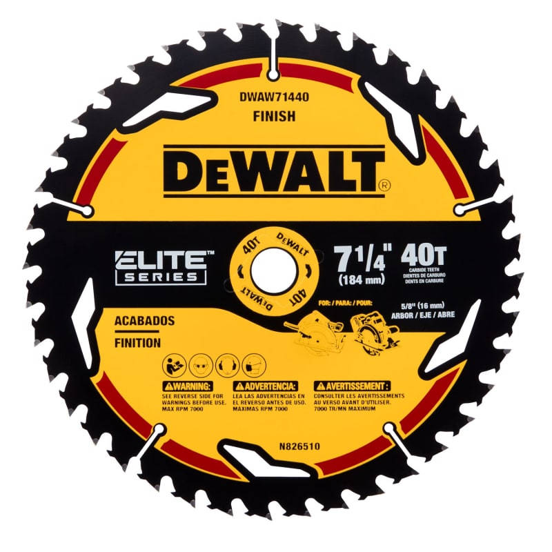 Disco Sierra ELITE DEWALT 7 1/4IN 40T Corte Medio