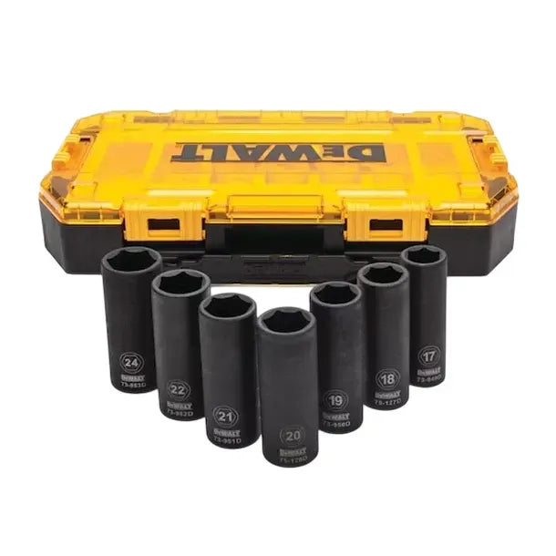 1/2 SET DADOS DE IMPACTO LARGOS 6 PT - 7 PIEZAS MM: 17, 18, 19, 20, 21, 22, 24