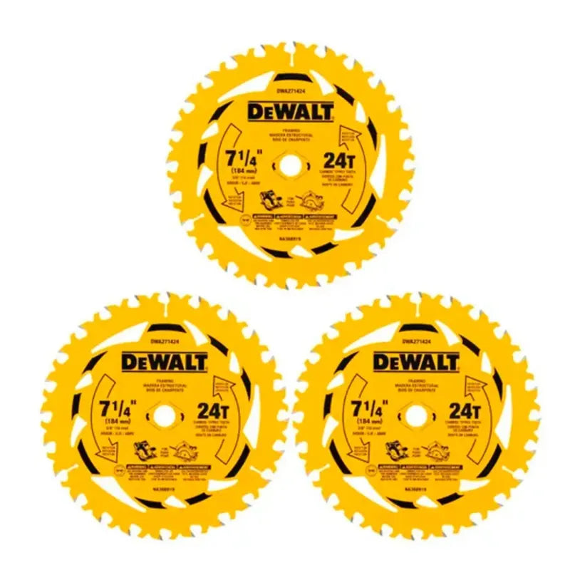 Pack 3 Discos Sierra DEWALT 7 1/4IN 24T Corte Grueso