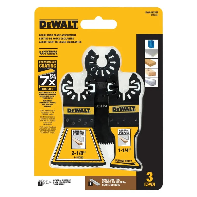 SET 3PCs CUCHILLAS OSCILANTES DEWALT