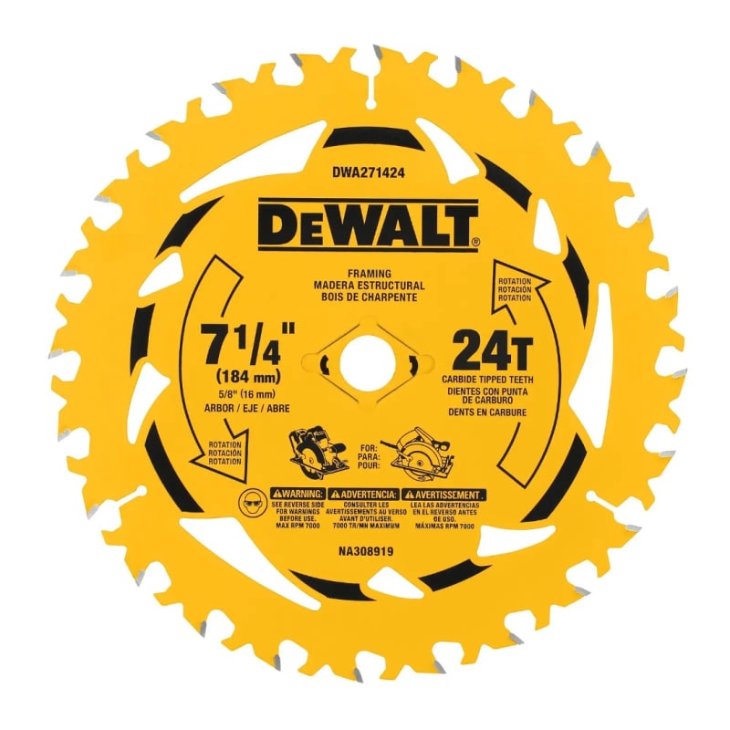 Disco Sierra DEWALT 7 1/4IN 24T Corte Grueso